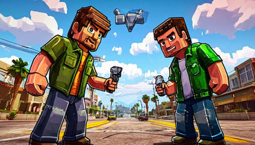 GTA в стиле Minecraft.