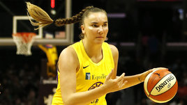 Баскетболистка Мария Клюндикова в матче за «Лос-Анджелес Спаркс». 2019 год.