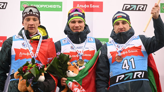 Биатлонисты Савелий Коновалов, Антон Смольский и Илья Авсеенко
