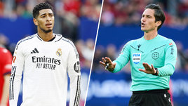 Футболист Джуд Беллингем и судья Хосе Луис Мунуэра Монтеро в матче «Реал» — «Осасуна» (1:1). 15 февраля.