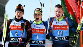 Биатлонисты Карим Халили, Антон Смольский и Дмитрий Лазовский