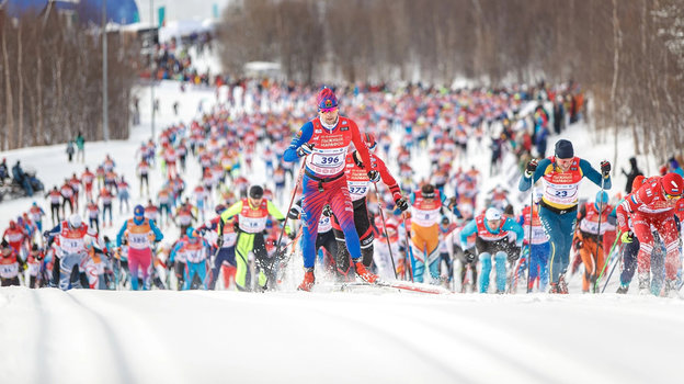 Участники Мурманского лыжного марафона