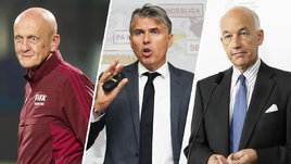 Председатель судейского комитета ФИФА Пьерлуиджи Коллина, председатель судейского комитета УЕФА Роберто Розетти, технический директор ИФАБ Дэвид Эллерей