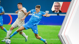 Футболисты Кристиян Бистрович и Александр Соболев в матче «Зенит» — ЦСКА (0:0). 1 марта. Санкт-Петербург.