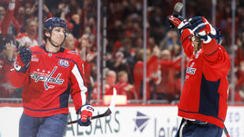 Хоккеисты «Вашингтона» Дилан Строум и Александр Овечкин
