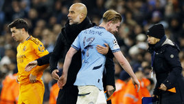 Главный тренер «Манчестер Сити» Хосеп Гвардиола  и футболист Кевин Де Брейне