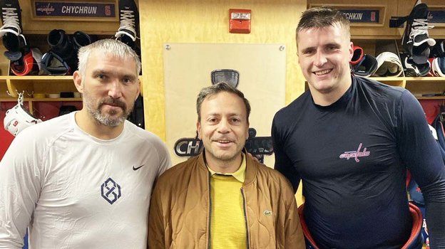 Александр Овечкин, Игорь Рабинер и Алексей Протас. Хоккеист «Вашингтона» Александр Овечкин, обозреватель «СЭ» Игорь Рабинер и Алексей Протас.
