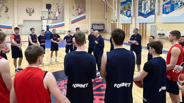 Баскетболисты сборной России на тренировке