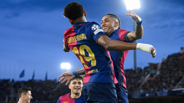 Ламин Ямаль и Рафинья. Футболисты «Барселоны» Ламин Ямаль и Рафинья