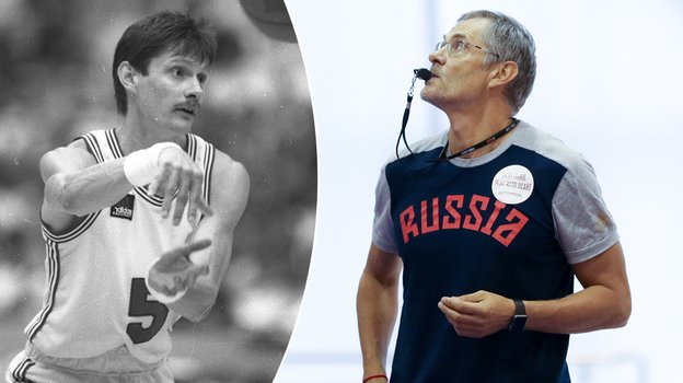 Баскетболист и тренер Сергей Базаревич в молодости и сейчас