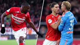 Футболисты Кристофер Мартинс, Срджан Бабич и Лусиано Гонду в матче «Спартак» — «Зенит» (2:1). 16 марта. Москва.