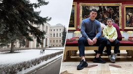 Боксер Дмитрий Бивол с сыном в Эрмитаже и Аничков дворец в Санкт-Петербурге.