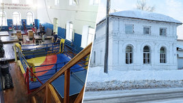 Зал для занятий тяжелой атлетикой в здании купеческой конюшни. Енисейск