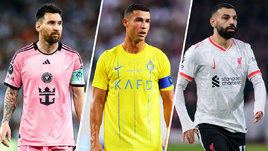 Футболисты Лионель Месси, Криштиану Роналду и Мохамед Салах