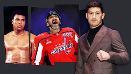 Боксер Мухаммед Али, хоккеист Александр Овечкин и боксер Дмитрий Бивол.