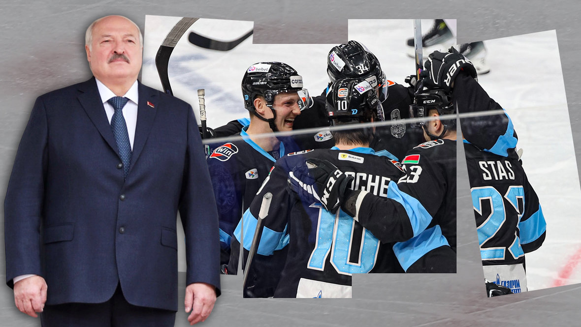 Президент Белоруссии Александр Лукашенко и хоккеисты минского «Динамо»