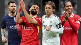 Футболисты Лионель Месси, Мохаммед Салах, Лука Модрич и Вирджил ван Дейк.