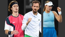 Теннисисты Андрей Рублев, Даниил Медведев и Мирра Андреева