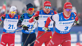 Лыжники Артем Мальцев, Илья Семиков и Александр Большунов