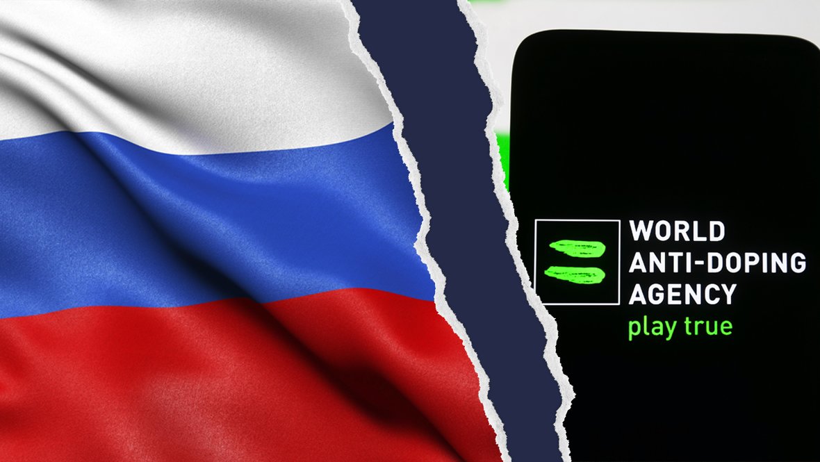 Флаг России и логотип ВАДА