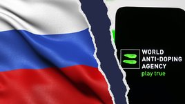 Флаг России и логотип ВАДА