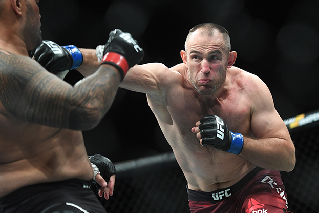 Алексей Олейник (справа) против Марка Ханта.