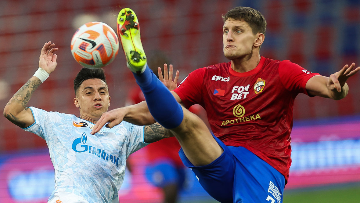 Густаво Мантуан и Игорь Дивеев в матче ЦСКА — «Зенит» (0:1). 14 сентября 2024 года. Москва.