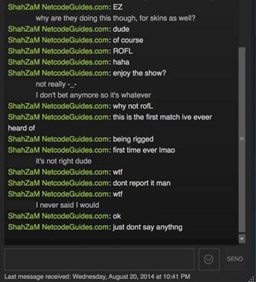 Скриншот переписки одного из участников — Шабзеба «ShahZaM» Хана.