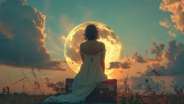 Девушка на фоне Луны