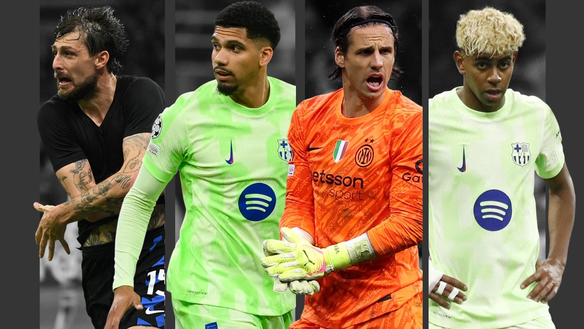 Футболисты Франческо Ачерби, Рональд Араухо, Янн Зоммер и Ламин Ямаль