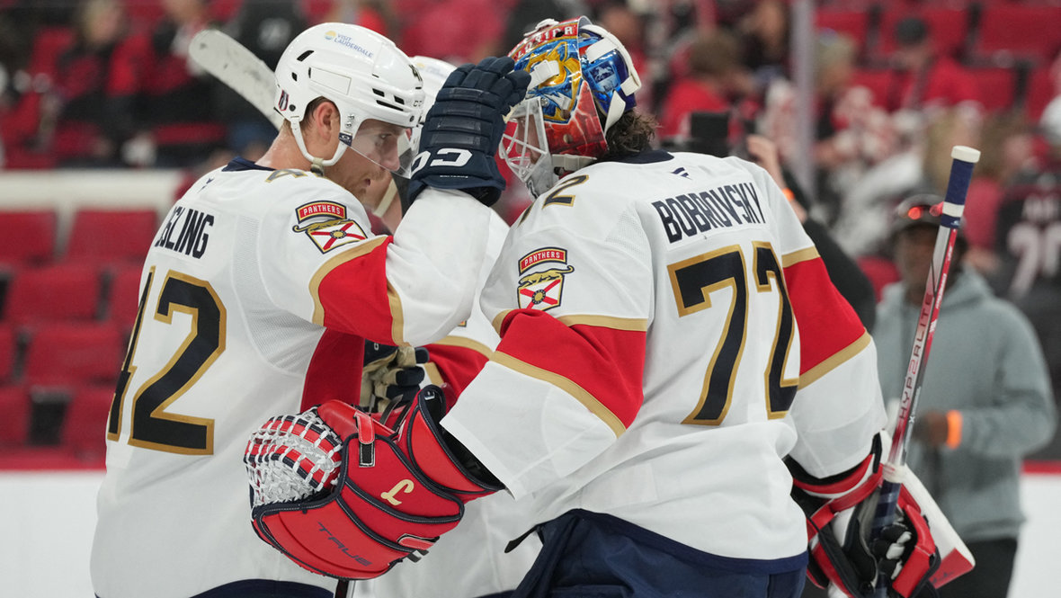 Густав Форслинг и Сергей Бобровский. Хоккеисты «Флориды» Густав Форслинг и Сергей Бобровский