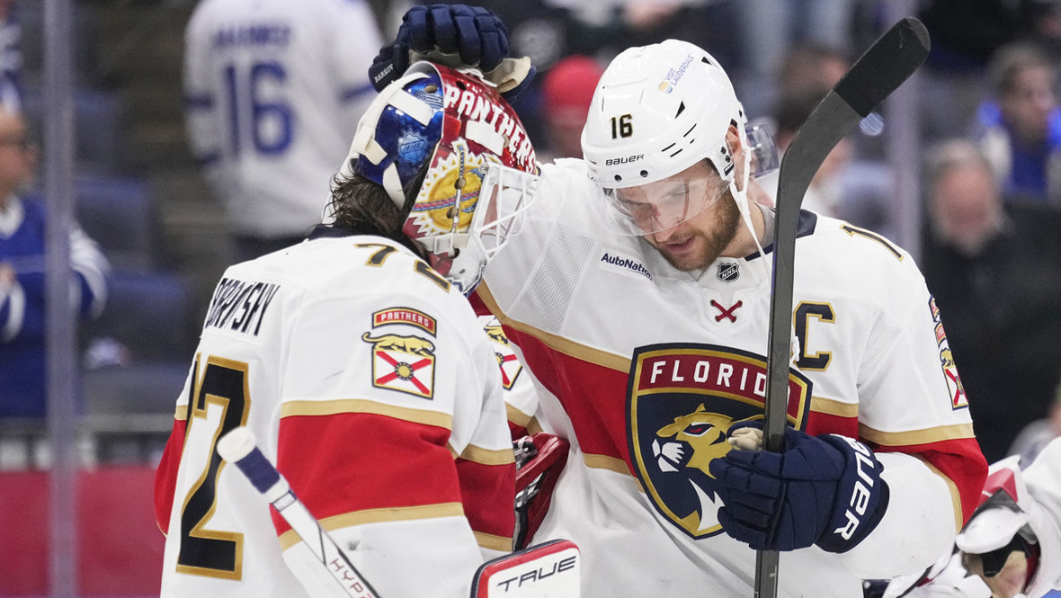 Сергей Бобровский и Александр Барков. Хоккеисты «Флориды» Сергей Бобровский и Александр Барков