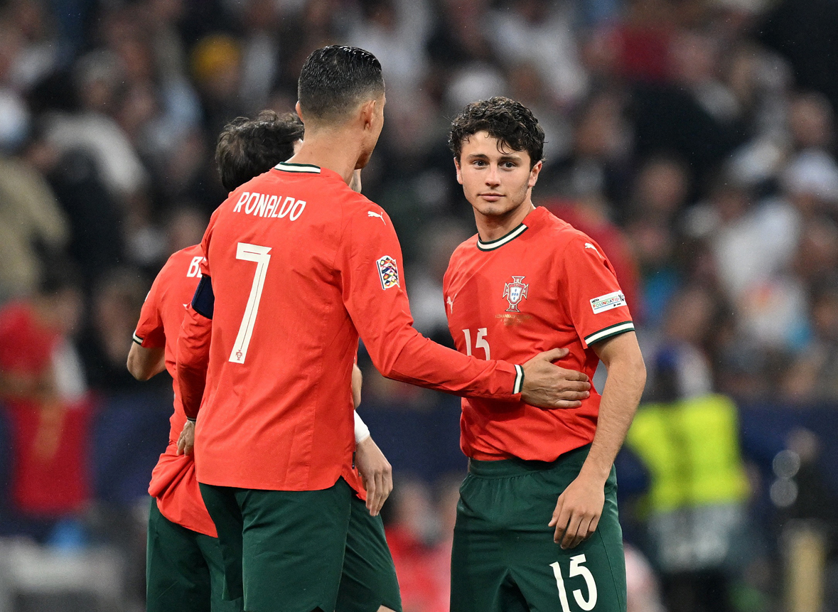 Криштиану Роналду и Жоау Невеш. Футболисты сборной Португалии Криштиану Роналду и Жоау Невеш