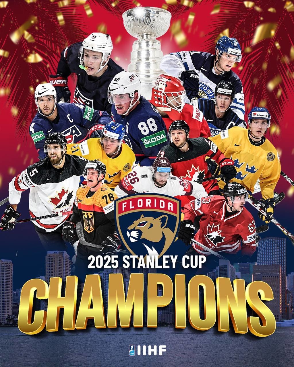 Новый постер ИИХФ в честь победы «Флориды» в Кубке Стэнли.
