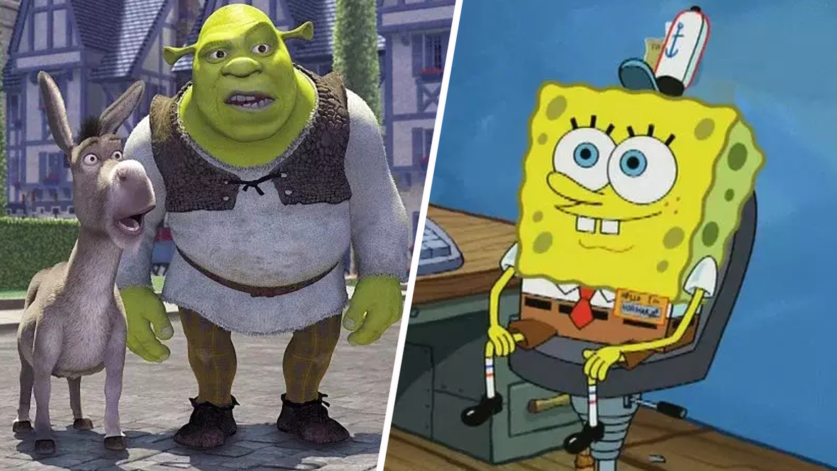 Кадры из мультфильмов «Шрэк», «Губка Боб квадратные штаны»