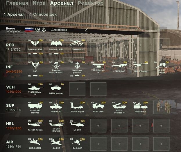 Распределение юнитов.