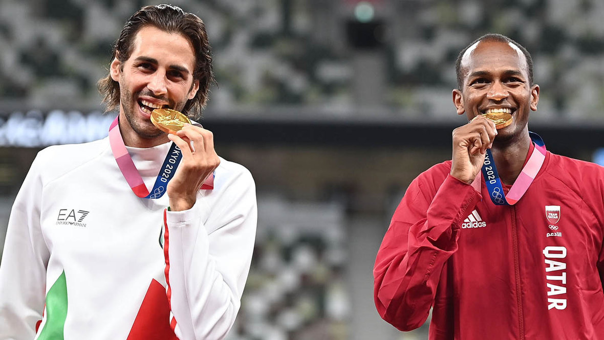 Джанмарко Тамбери и Мутаз Эсса Баршим. Легкоатлеты Джанмарко Тамбери и Мутаз Эсса Баршим