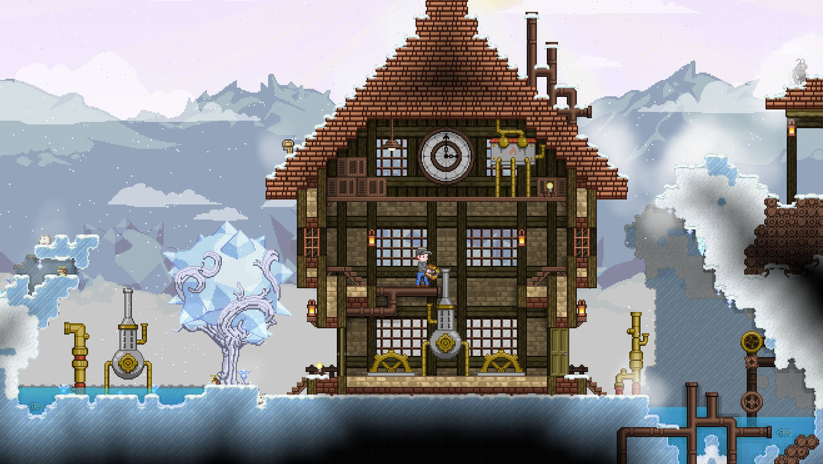 Дом в стиле стимпанк (Steampunk) в Starbound.