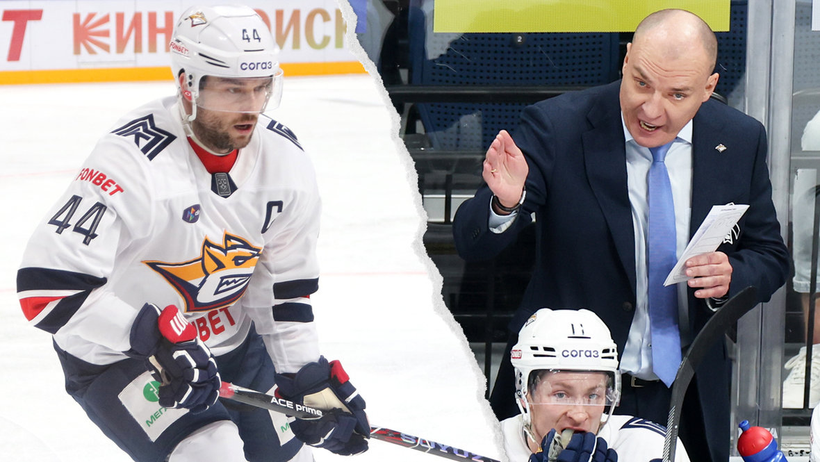 Хоккеист «Металлурга» Егор Яковлев и главный тренер Андрей Разин