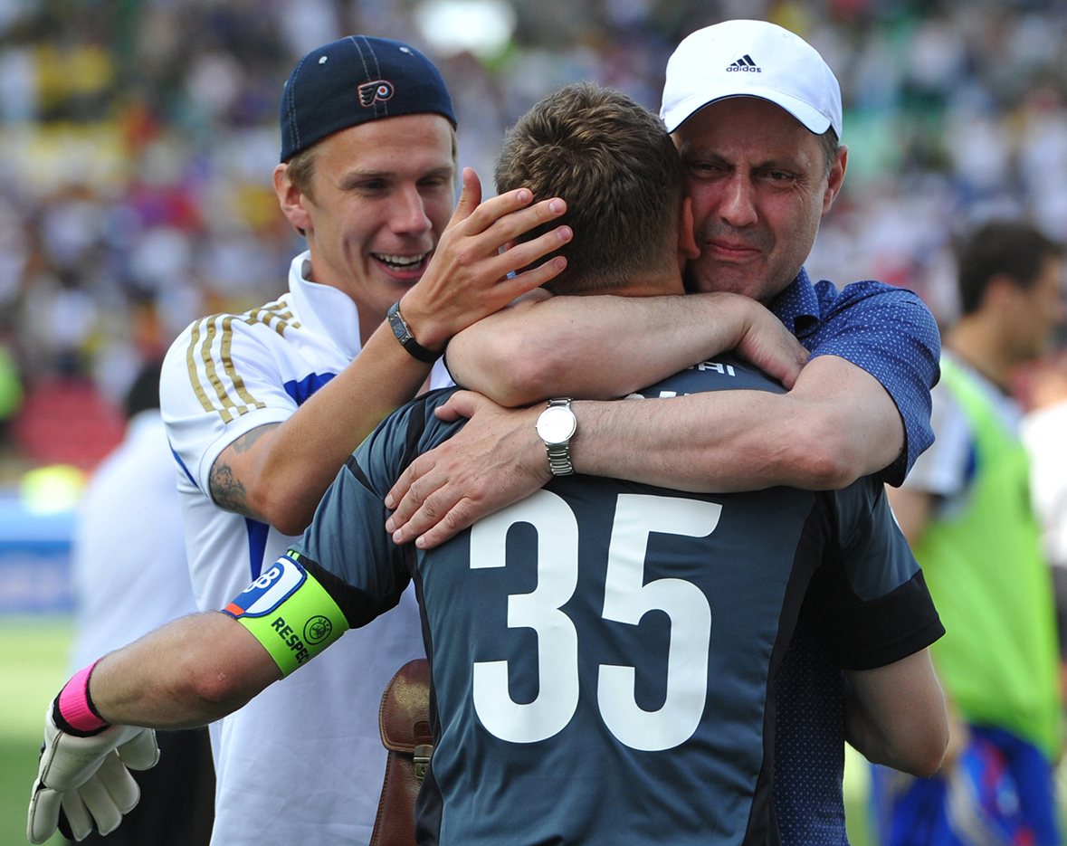 1 июня 2013 года. Грозный. Финал Кубка России. ЦСКА — «Анжи» — 1:1 (пен. — 4:3). Радость после серии победы. Понтус Вернблум, Игорь Акинфеев, Сергей Аксенов.