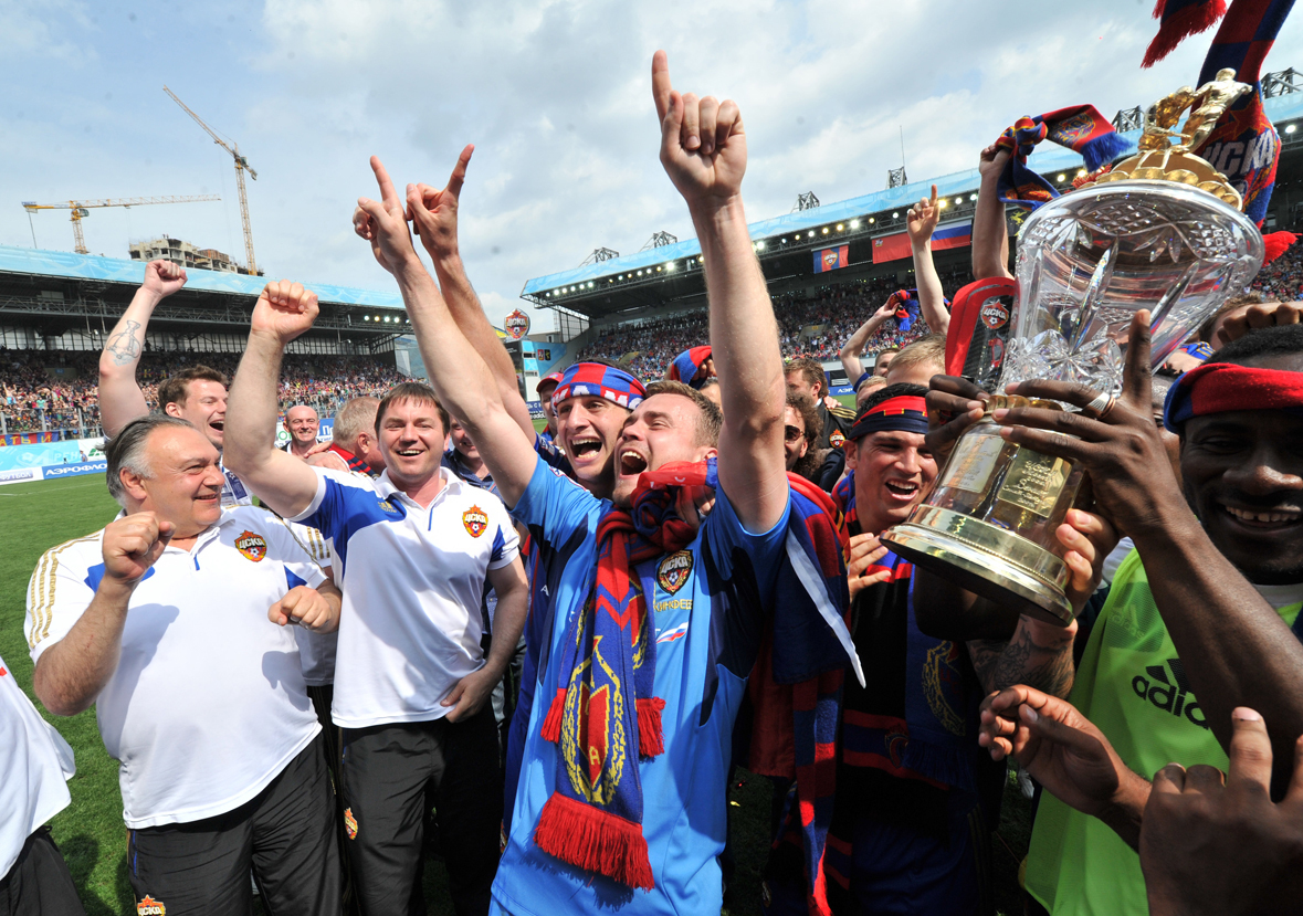 18 мая 2013 года. «Арена Химки». ЦСКА — «Кубань» — 0:0. Красно-синие празднуют чемпионство.