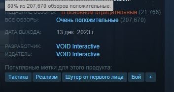 Статистика обзоров в Steam.
