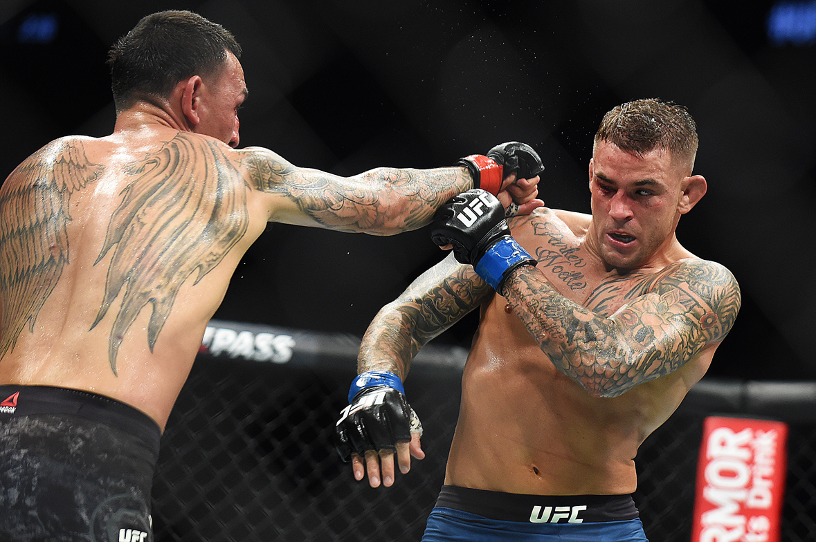 Макс Холлоуэй и Дастин Порье. Бойцы ММА Макс Холлоуэй и Дастин Порье. 13 апреля 2019 года