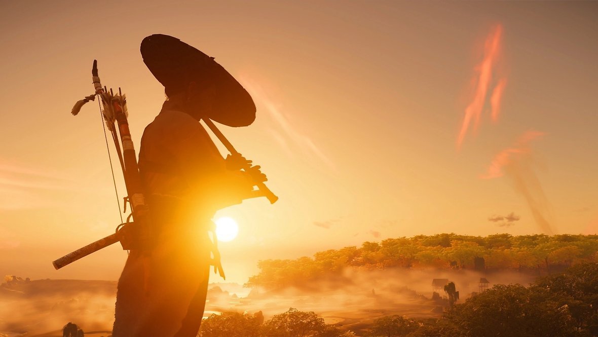 Момент из кат-сцены Призрака Цусимы.