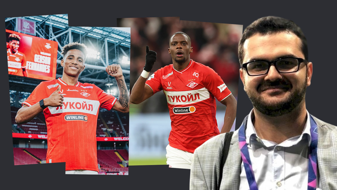 Футболисты «Спартака» Жедсон Фернандеш, Кристофер Мартинс и комментатор Эльвин Керимов