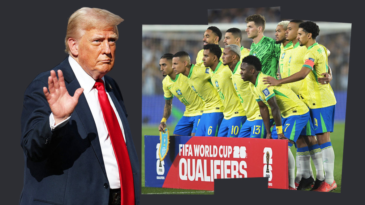 Президент США Дональд Трамп и футболисты сборной Бразилии