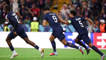 Игроки «ПСЖ» после забитого гола.