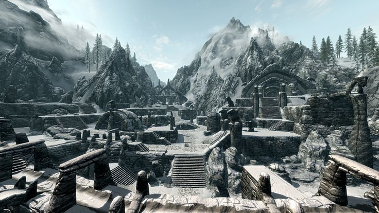 Вид на локацию Лабиринтиан из The Elder V Skyrim.