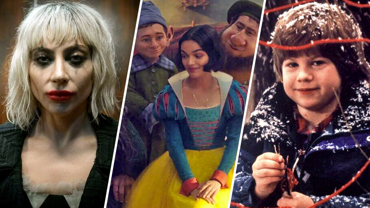 Кадры из фильмов «Джокер: Безумие на двоих», реж. Тодд Филлипс, Warner Bros.; «Белоснежка», реж. Марк Уэбб, Walt Disney Pictures; «Один дома 3», реж. Раджа Госнелл, 20th Century Fox