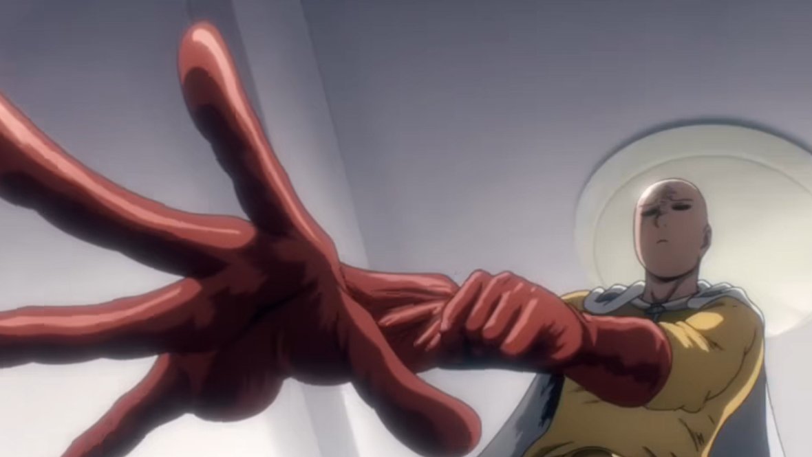 Кадр из аниме «Ванпанчмен», реж. Синго Нацумэ, Есукэ Хатта, Нобухиро Муто и др., TV Tokyo, Shueisha, J.C. Staff